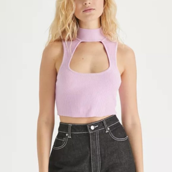 Urban Outfitters Tops - NWT UO Y2K Cut-Out Mock Neck Ribbed Crop Top, Pink